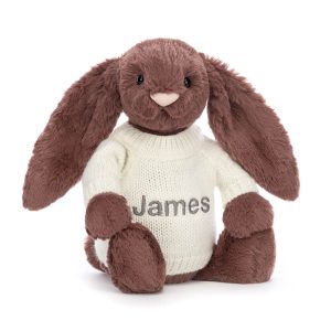 Bashful Fudge Bunny with Personalised Cream Jumper